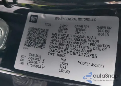 2023 Chevrolet Colorado 2Wd Short Box Wt from USA, damaged, VIN 1GCGSBEC8P1175785